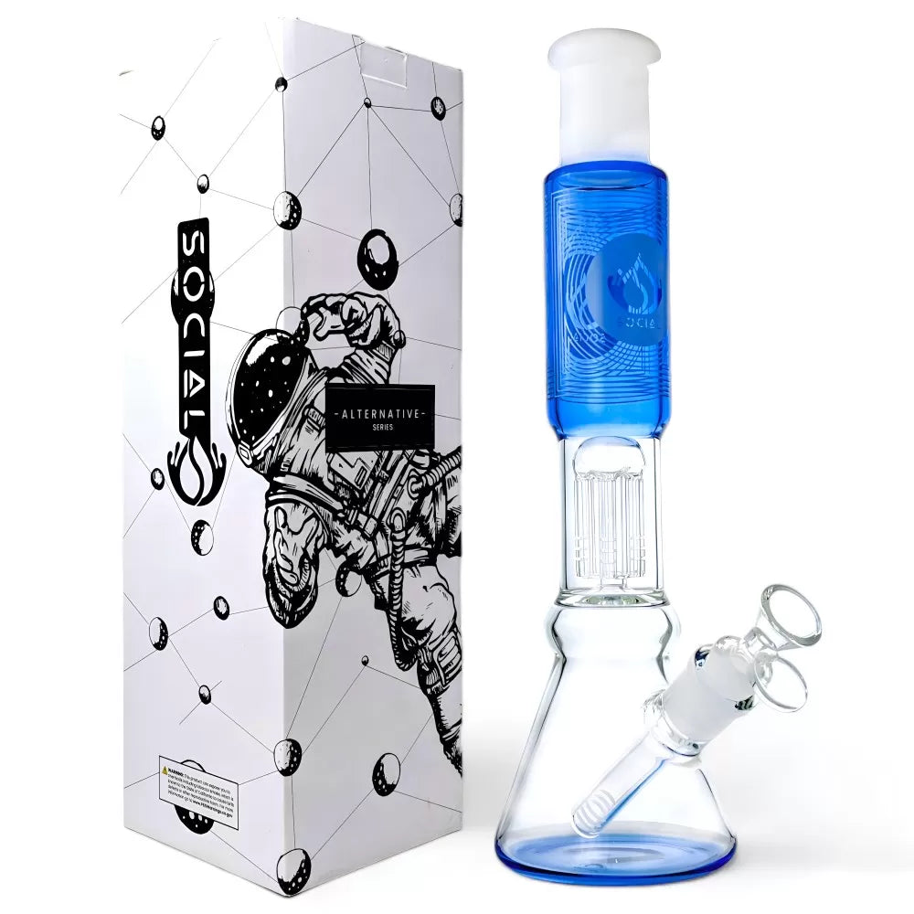 Social Glass - 13" Ripple & Relax Dive Into Flavor W/ Tree Perc Water Pipe