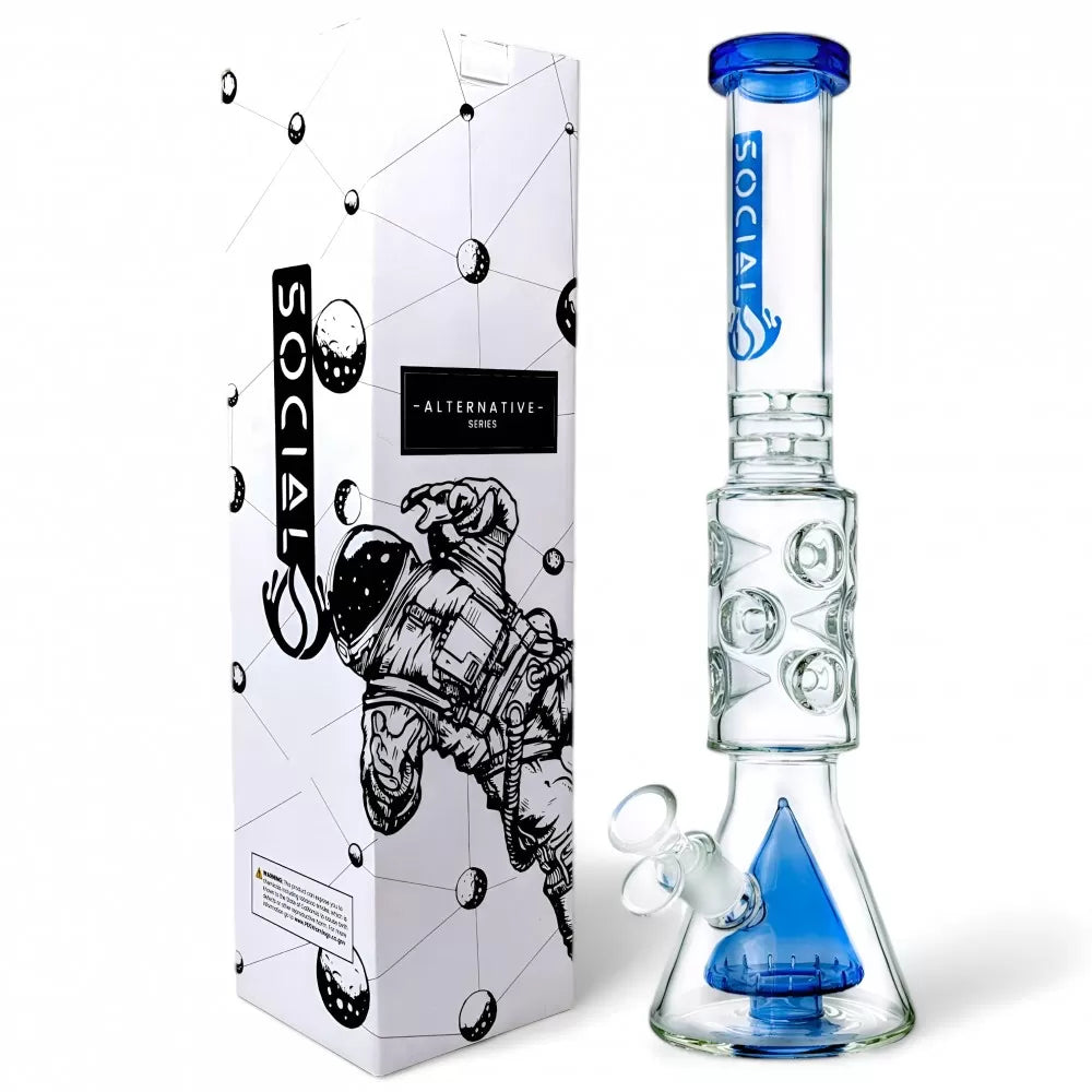 Social Glass - 14" Nyx Coil Perc Ice Pinch Beaker Water Pipe