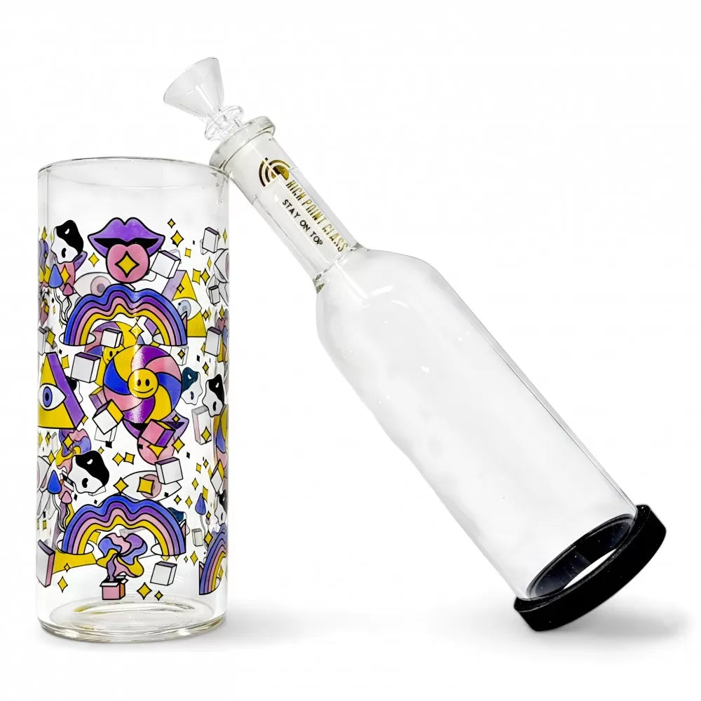 High Point Glass - 9.5" Meowgical Mushrooms, Chill Cat Vibes Playful Gravity Water Pipe