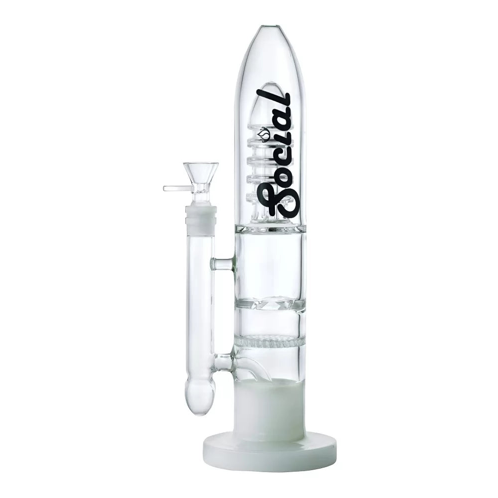 Social Glass - 12.5" Futuristic Space Capsule Honeycomb Perc Water Pipe