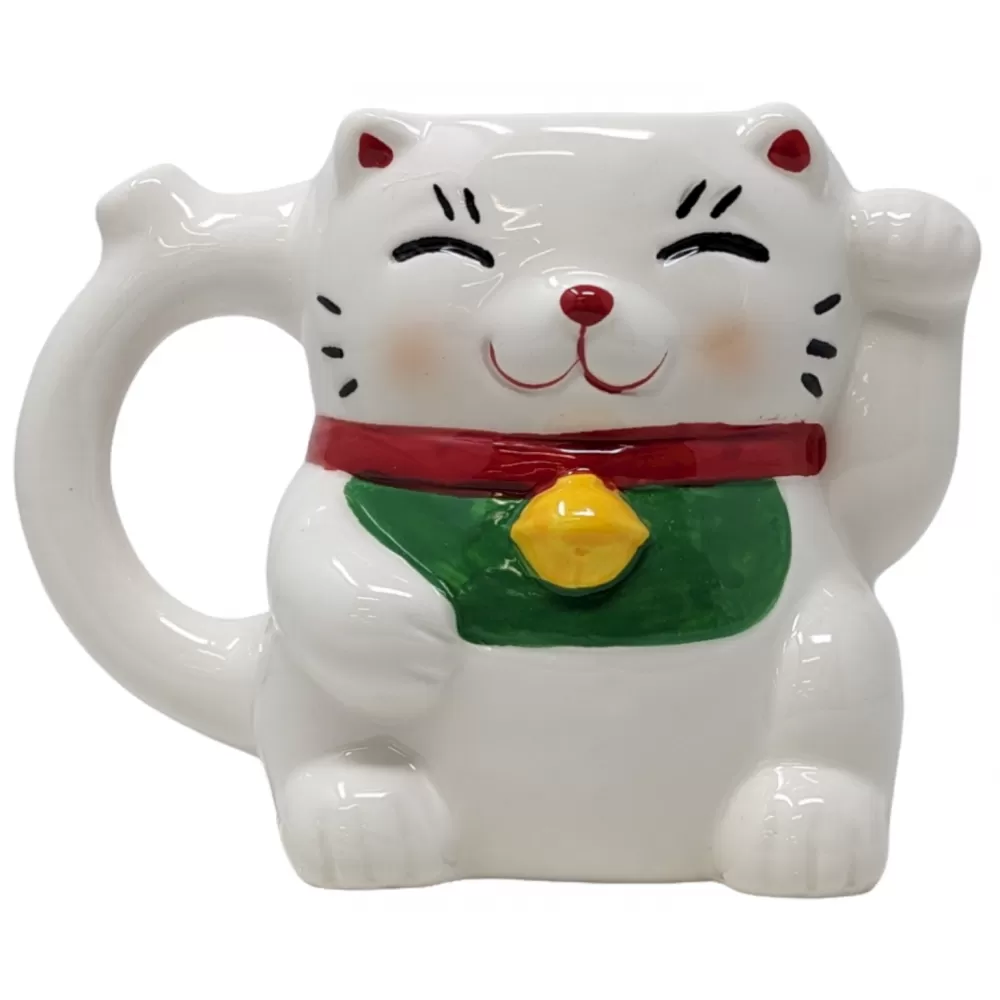 High Point Ceramic Lucky Cat Mug Hand Pipe