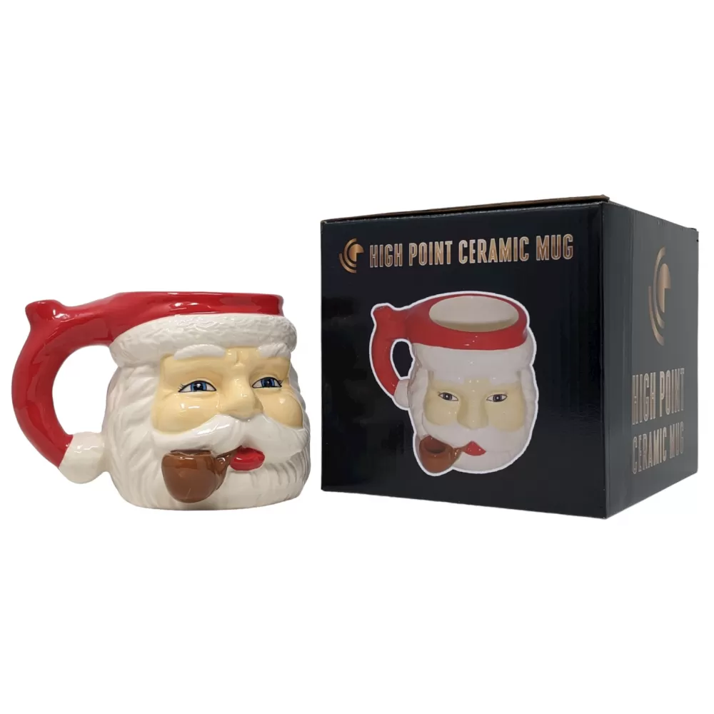 High Point Ceramic Red Santa Wake & Bake Mug Hand Pipe