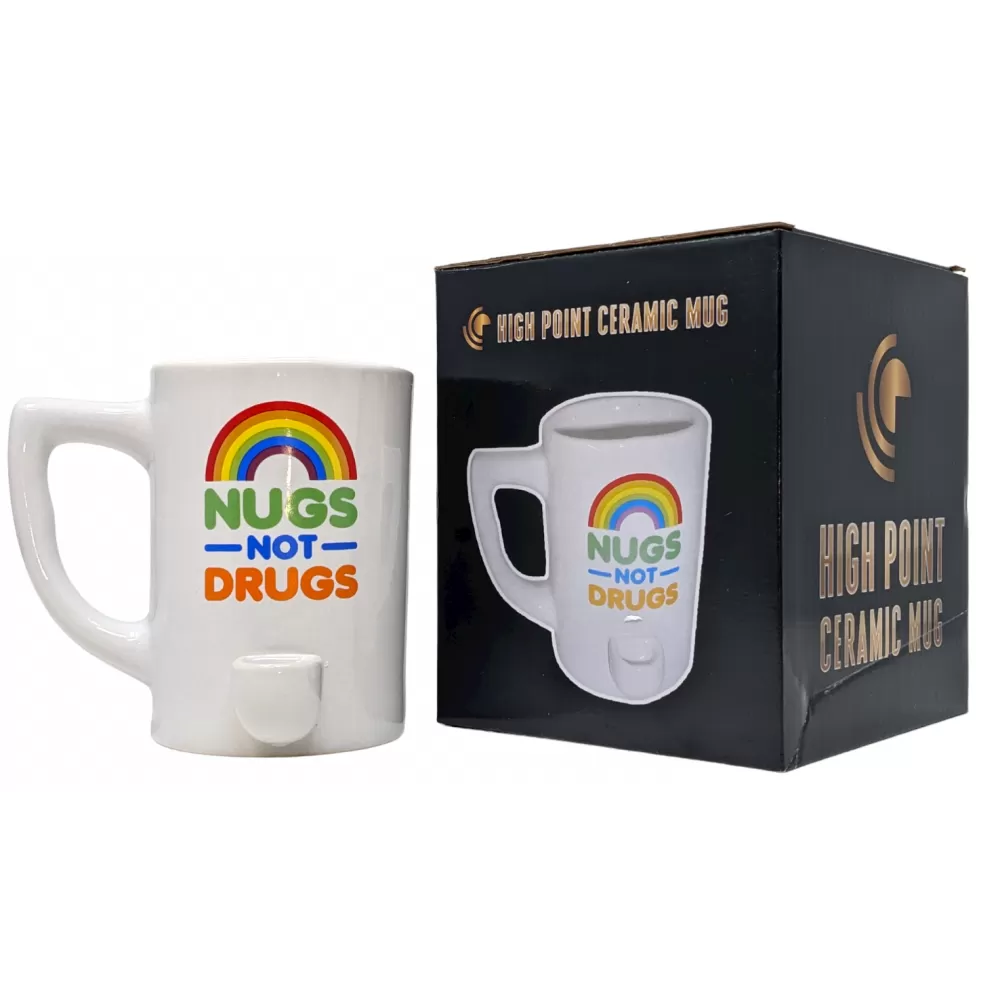 High Point Ceramic Rainbow Nugs Not Drugs Mug Hand Pipe