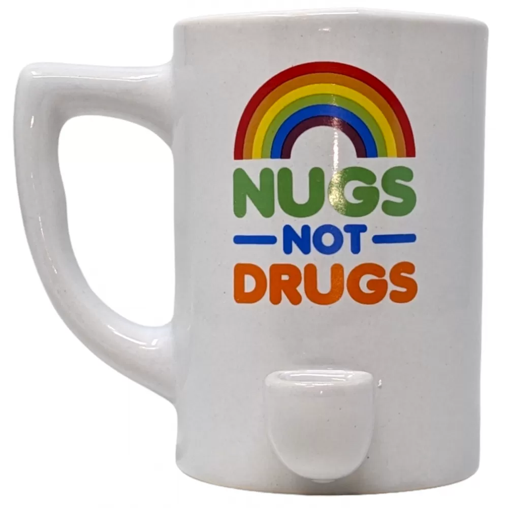 High Point Ceramic Rainbow Nugs Not Drugs Mug Hand Pipe