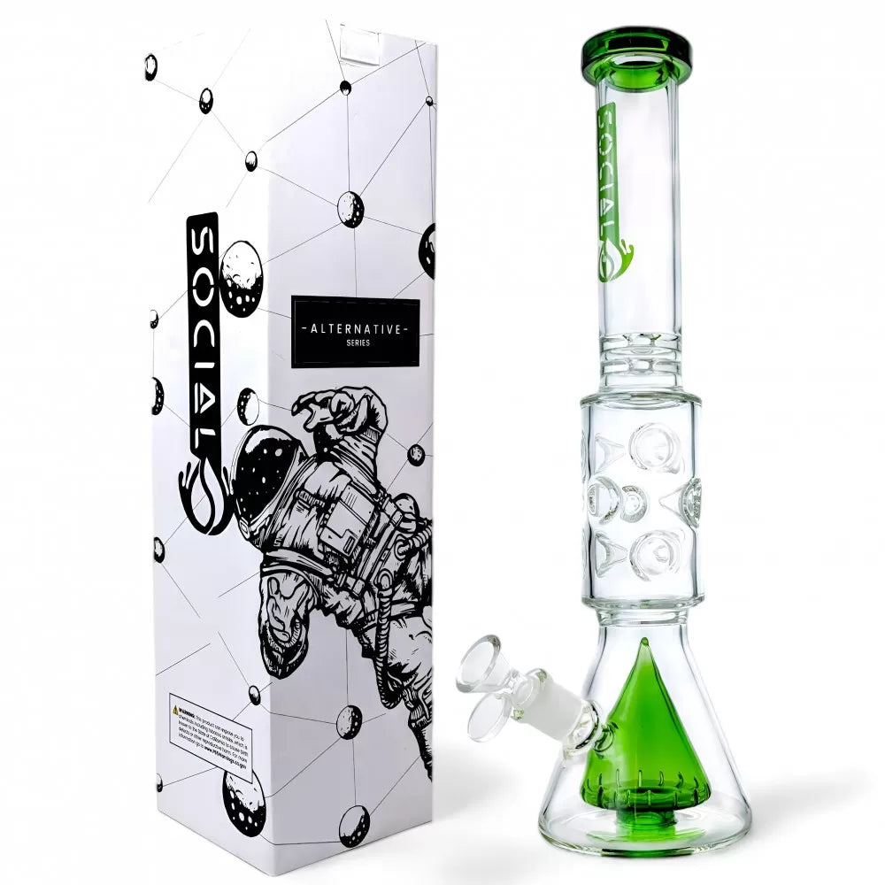 Social Glass - 14" Nyx Coil Perc Ice Pinch Beaker Water Pipe