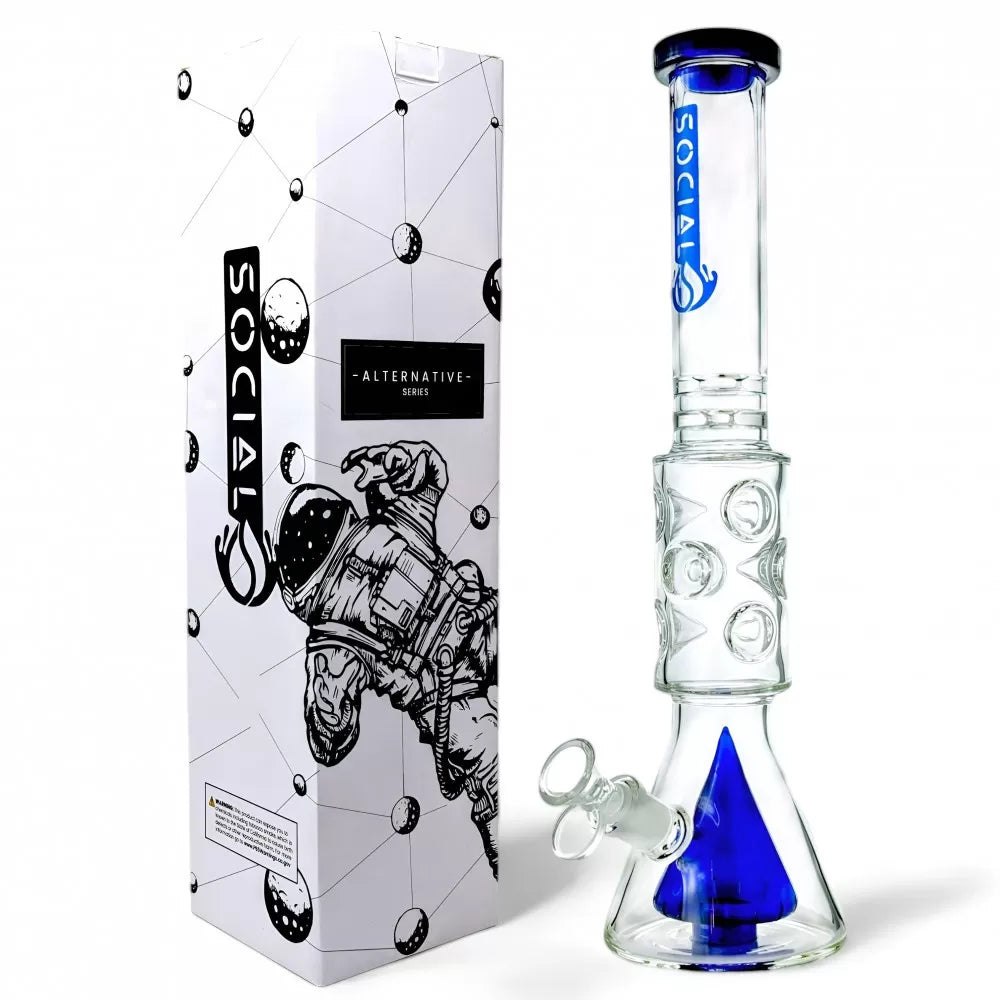 Social Glass - 14" Nyx Coil Perc Ice Pinch Beaker Water Pipe