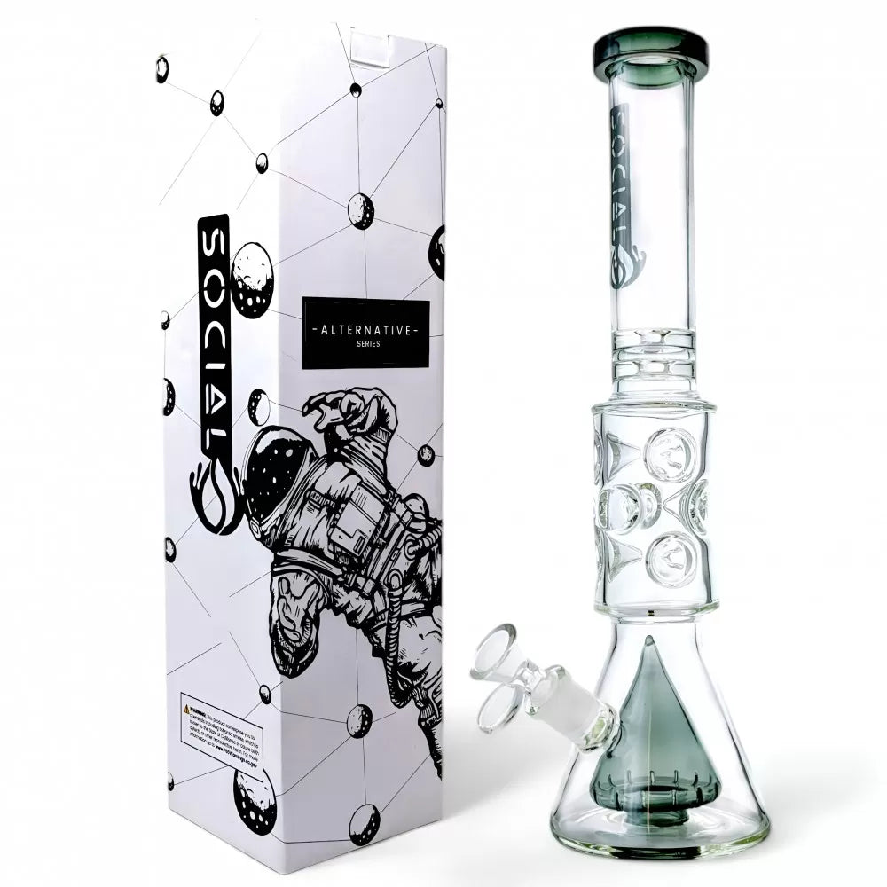 Social Glass - 14" Nyx Coil Perc Ice Pinch Beaker Water Pipe