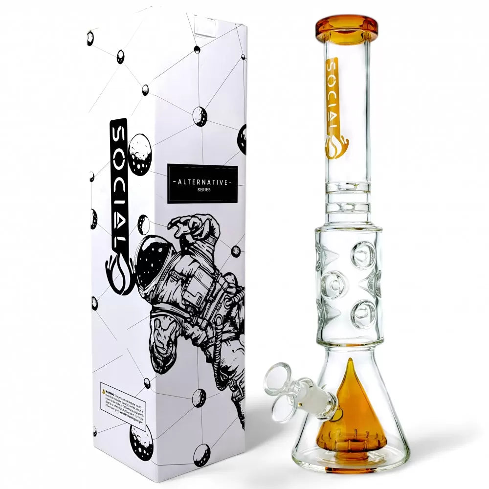 Social Glass - 14" Nyx Coil Perc Ice Pinch Beaker Water Pipe